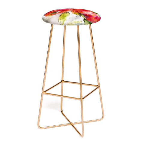 Ginette Fine Art Red Apples Watercolors Bar Stool
