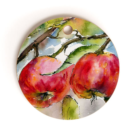 Ginette Fine Art Red Apples Watercolors Cutting Board Round