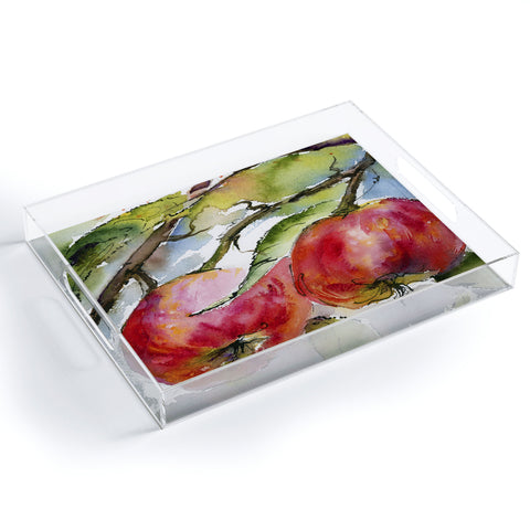 Ginette Fine Art Red Apples Watercolors Acrylic Tray