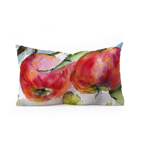 Ginette Fine Art Red Apples Watercolors Oblong Throw Pillow
