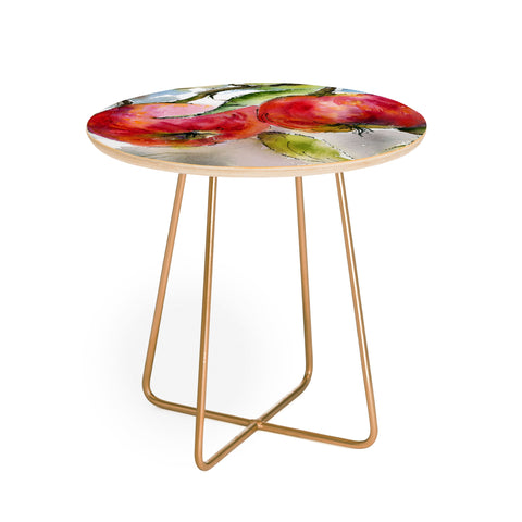 Ginette Fine Art Red Apples Watercolors Round Side Table