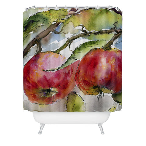 Ginette Fine Art Red Apples Watercolors Shower Curtain