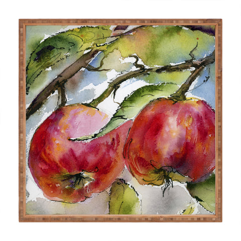 Ginette Fine Art Red Apples Watercolors Square Tray
