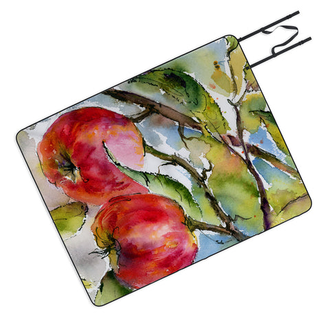 Ginette Fine Art Red Apples Watercolors Picnic Blanket