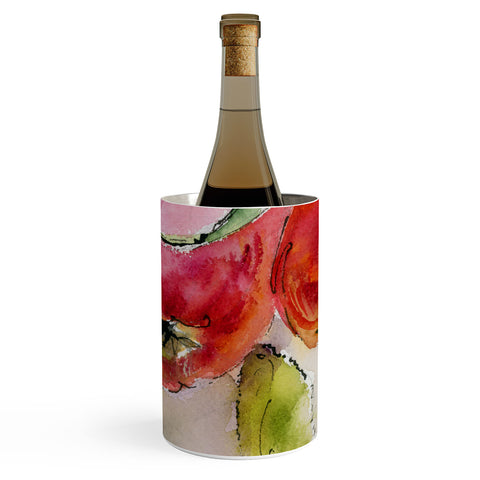 Ginette Fine Art Red Apples Watercolors Wine Chiller