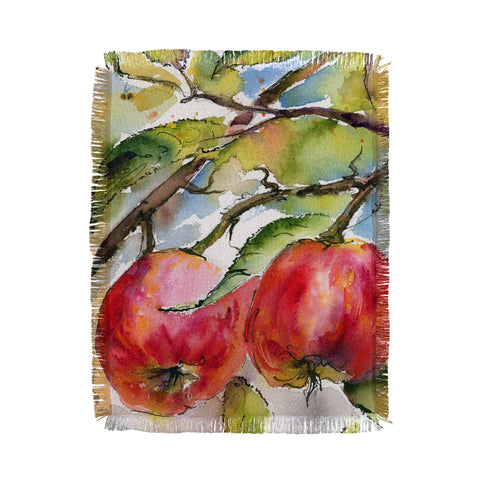 Ginette Fine Art Red Apples Watercolors Throw Blanket