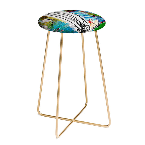 Ginette Fine Art Red Crowned Cranes Counter Stool