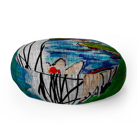 Ginette Fine Art Red Crowned Cranes Floor Pillow Round