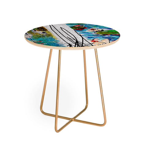 Ginette Fine Art Red Crowned Cranes Round Side Table