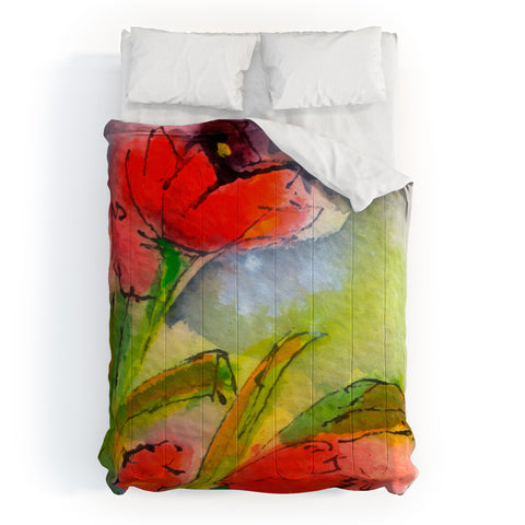 Ginette Fine Art Red Tulips 3 Comforter