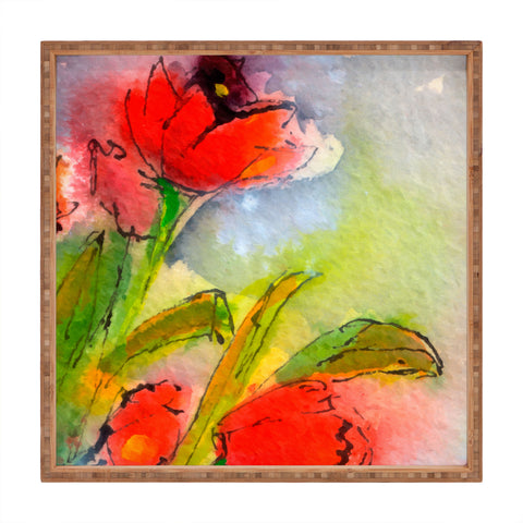 Ginette Fine Art Red Tulips 3 Square Tray