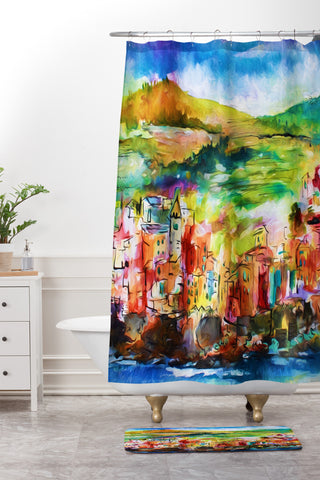 Ginette Fine Art Riomaggiore Italy Shower Curtain And Mat
