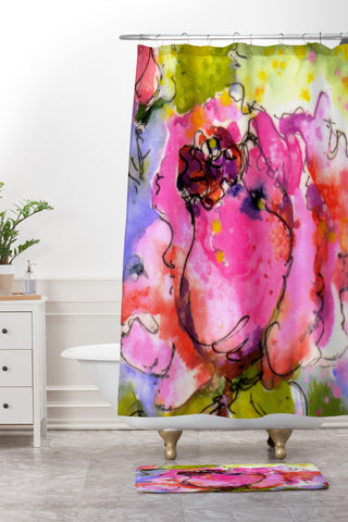 Ginette Fine Art Rose Bud Shower Curtain And Mat