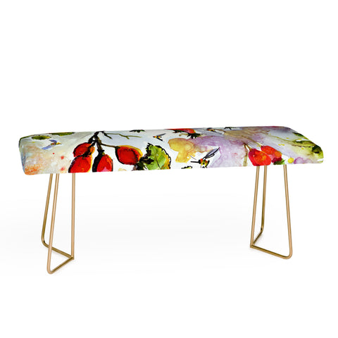 Ginette Fine Art Rose Hips and Bees Bench