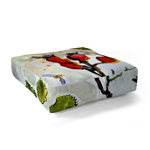 Ginette Fine Art Rose Hips and Bees Floor Pillow Square