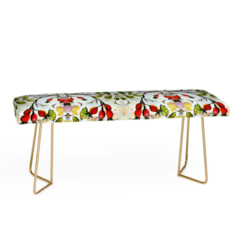 Ginette Fine Art Rose Hips and Bees Pattern Bench