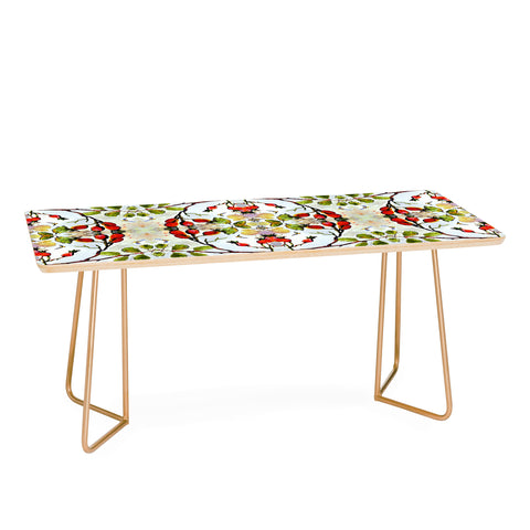 Ginette Fine Art Rose Hips and Bees Pattern Coffee Table