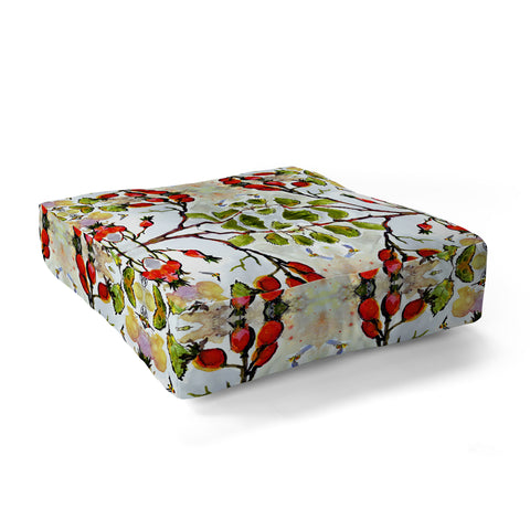Ginette Fine Art Rose Hips and Bees Pattern Floor Pillow Square