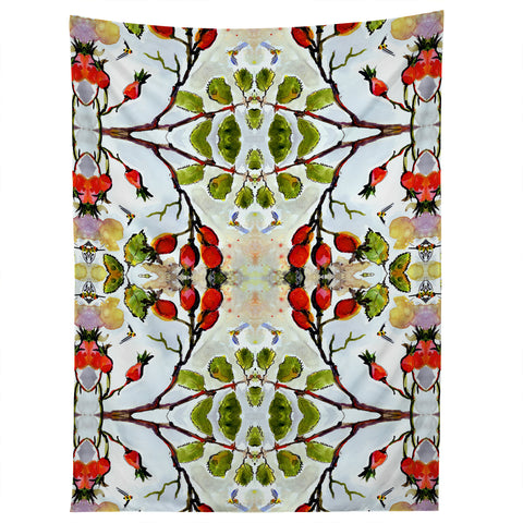 Ginette Fine Art Rose Hips and Bees Pattern Tapestry