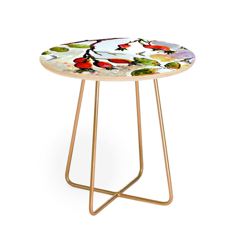 Ginette Fine Art Rose Hips and Bees Round Side Table