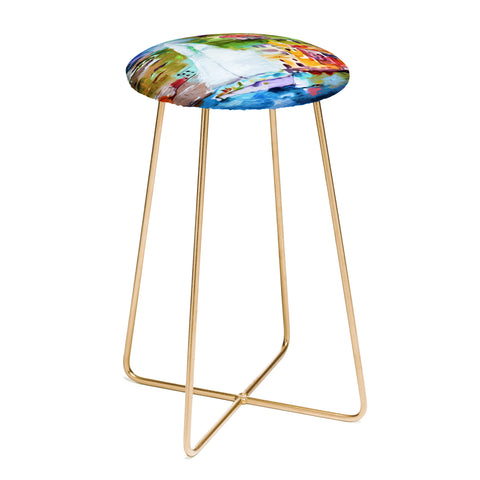 Ginette Fine Art Sailing Past Vernazza Italy Counter Stool