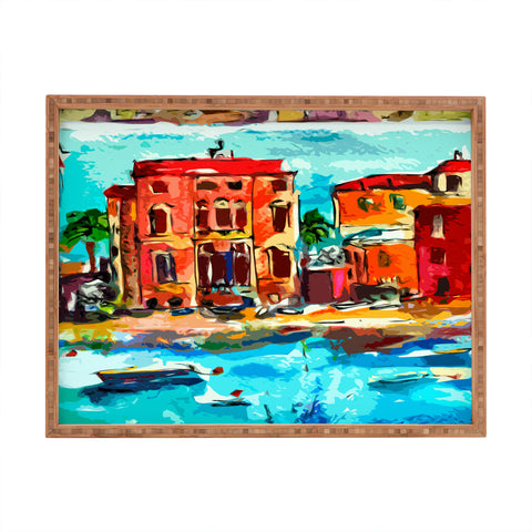 Ginette Fine Art Sestri Levante Italy Red House Rectangular Tray