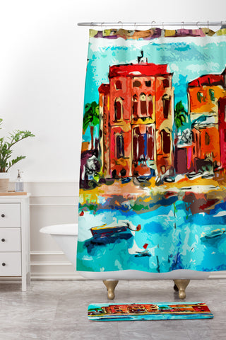 Ginette Fine Art Sestri Levante Italy Red House Shower Curtain And Mat