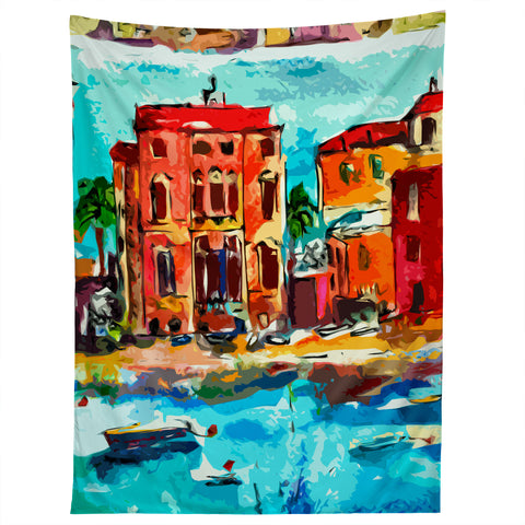 Ginette Fine Art Sestri Levante Italy Red House Tapestry