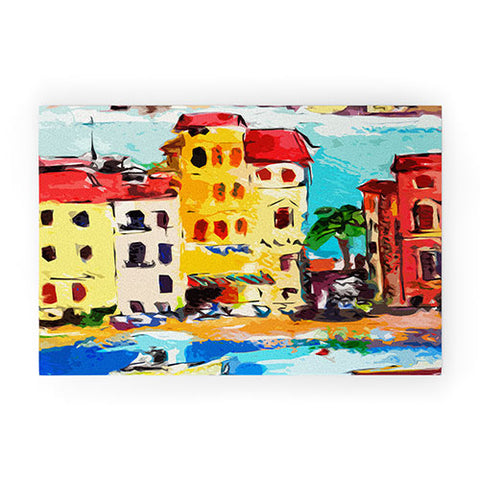 Ginette Fine Art Sestri Levante Italy Yellow House Welcome Mat