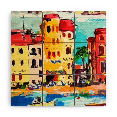 Ginette Fine Art Sestri Levante Italy Yellow House Wood Wall Mural