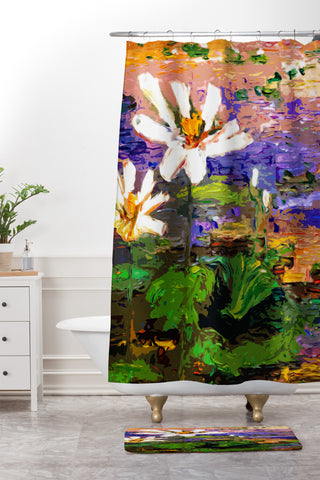 Ginette Fine Art Summer Lotus Garden Shower Curtain And Mat
