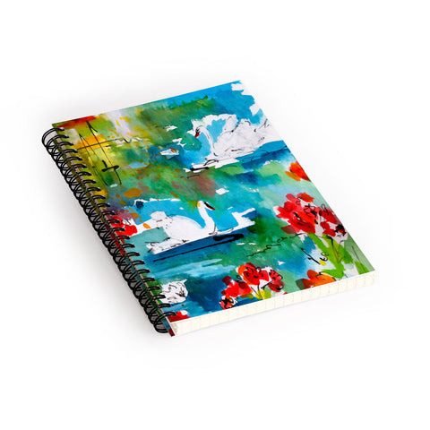 Ginette Fine Art Summer Swans Spiral Notebook