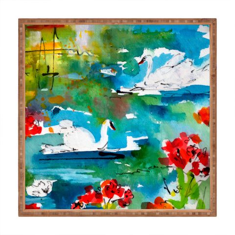 Ginette Fine Art Summer Swans Square Tray