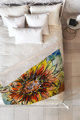 Ginette Fine Art Sunflower Moroccan Eyes Fleece Throw Blanket