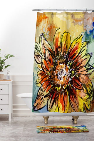 Ginette Fine Art Sunflower Moroccan Eyes Shower Curtain And Mat