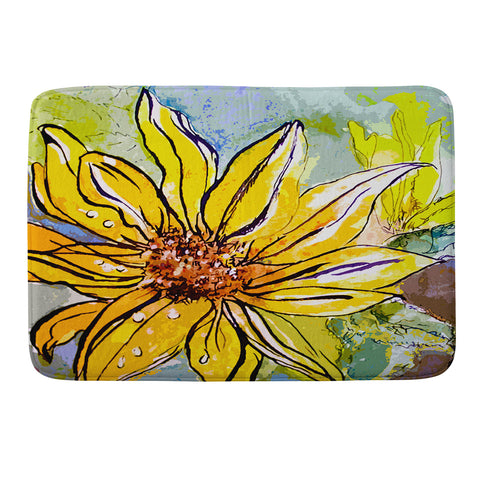 Ginette Fine Art Sunflower Yellow Ribbon Memory Foam Bath Mat
