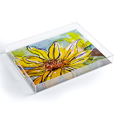 Ginette Fine Art Sunflower Yellow Ribbon Acrylic Tray