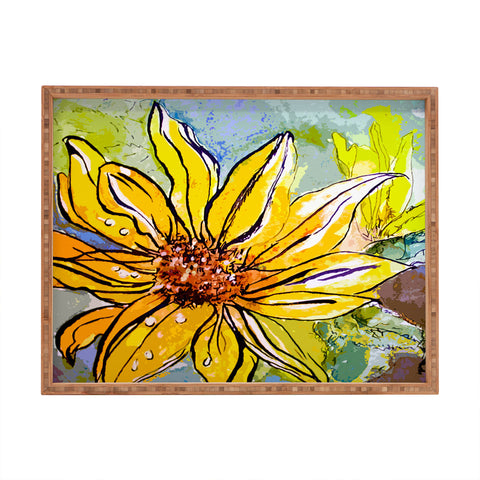 Ginette Fine Art Sunflower Yellow Ribbon Rectangular Tray