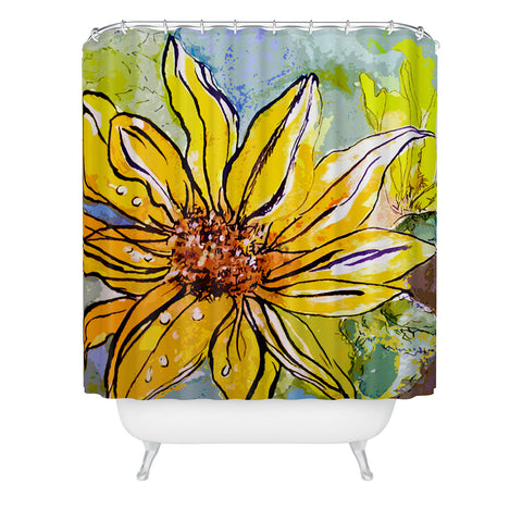 Ginette Fine Art Sunflower Yellow Ribbon Shower Curtain