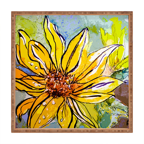 Ginette Fine Art Sunflower Yellow Ribbon Square Tray