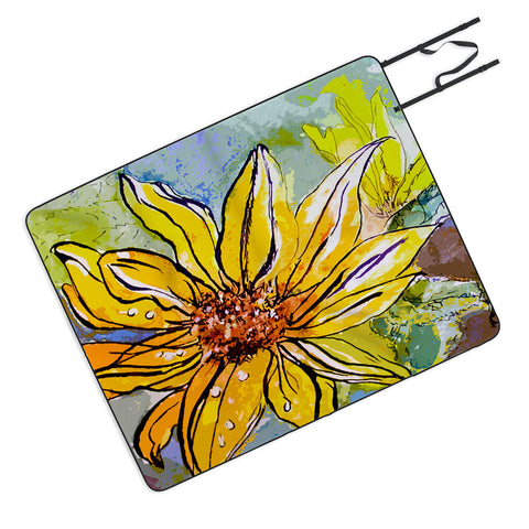 Ginette Fine Art Sunflower Yellow Ribbon Picnic Blanket