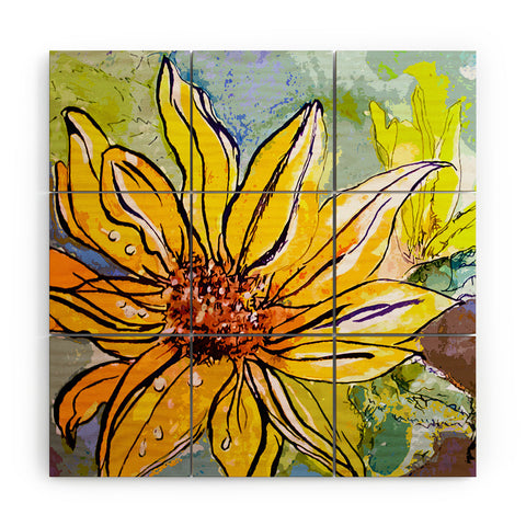 Ginette Fine Art Sunflower Yellow Ribbon Wood Wall Mural