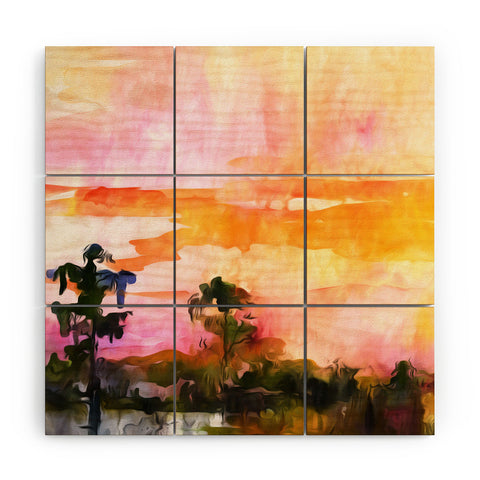 Ginette Fine Art Sunset In The Wetlands Wood Wall Mural