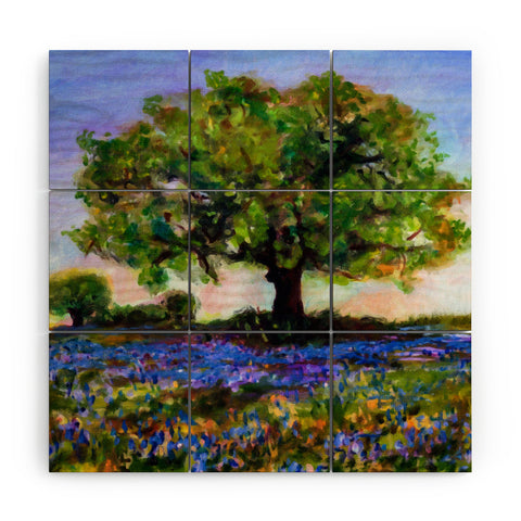 Ginette Fine Art Texas Hill Country Bluebonnets Wood Wall Mural