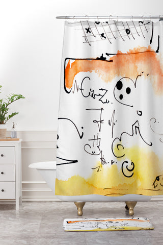 Ginette Fine Art Tic Tac Toe Boo Shower Curtain And Mat