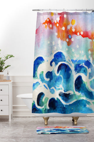Ginette Fine Art Tides Of Time Shower Curtain And Mat