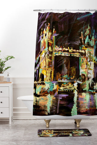 Ginette Fine Art Tower Bridge London Shower Curtain And Mat
