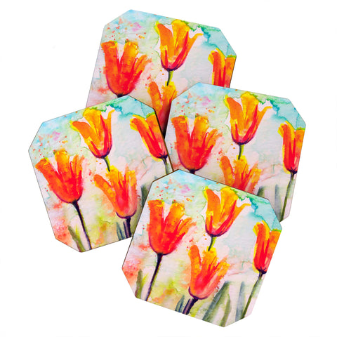 Ginette Fine Art Tulips Bells Of Spring Coaster Set