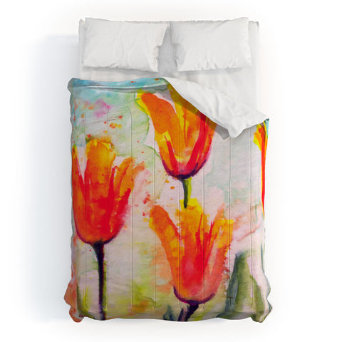 Ginette Fine Art Tulips Bells Of Spring Comforter