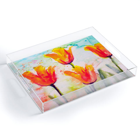 Ginette Fine Art Tulips Bells Of Spring Acrylic Tray